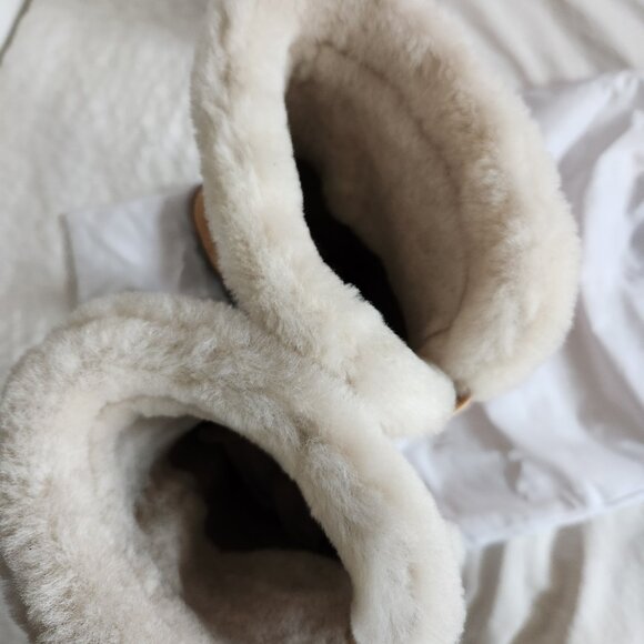 New Stuart Weitzman Alpine Shearling Trim Leather Knee High Leather Boots - Picture 8 of 13